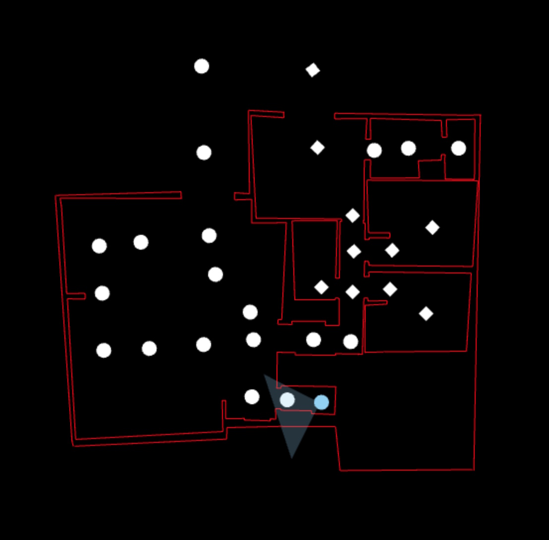 First floor plans created for the 3D Tours Player project, showing non-orthogonal walls and basic layout